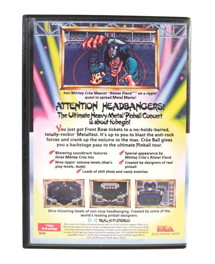 Crüe Ball: Heavy Metal Pinball - SEGA Genesis [NTSC-U] - WITH WARRANTY