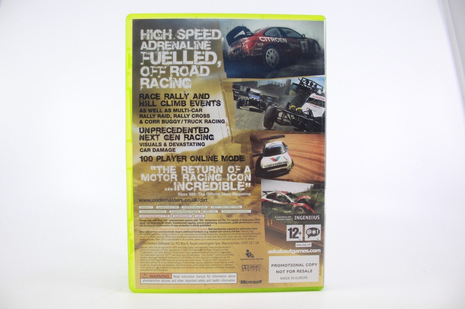 Colin McRae: Dirt  - PROMO COPY (Xbox 360) [PAL] - WITH WARRANTY
